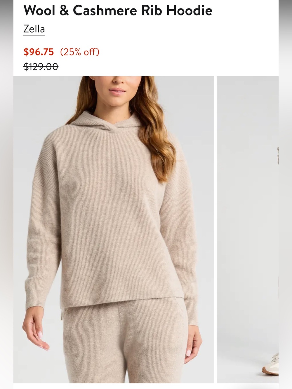 Zella Heather Taupe Scoop-Neck Knit Sweater & Joggers set